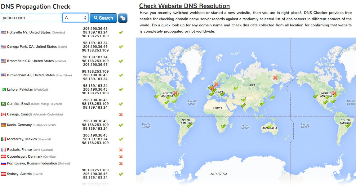 وب سایت DNS Checker