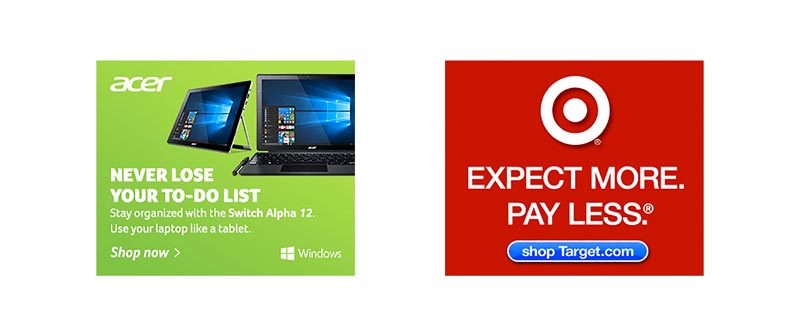 بنر تبلیغاتی شرکت Acer و target