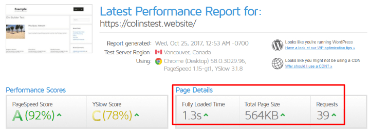 بررسی سرعت وب‌سایت دارای پلاگین WP Fastest Cache در gtmetrix