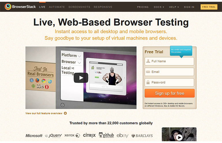 وب سایت BrowserStack