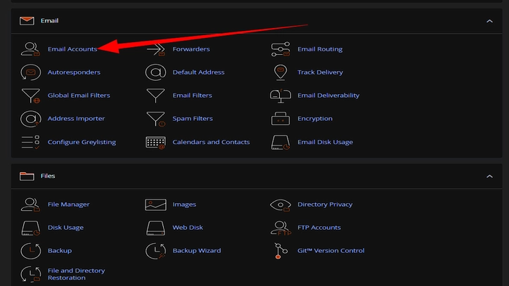 حساب‌ های ایمیل cPanel