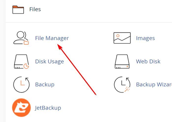 کلیک روی گزینه File Manager