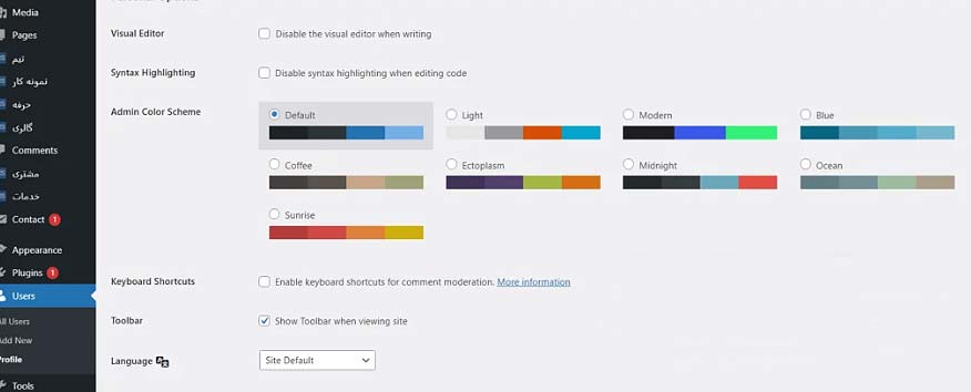 افزونه Admin Color Scheme