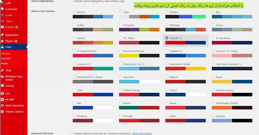 افزونه W2O Football Fans Admin Color Schemes