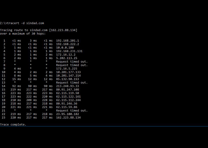 خواندن نتایج Traceroute