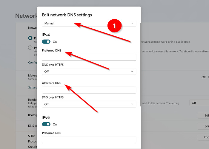 تغییر تنظیمات DNS به‌صورت دستی